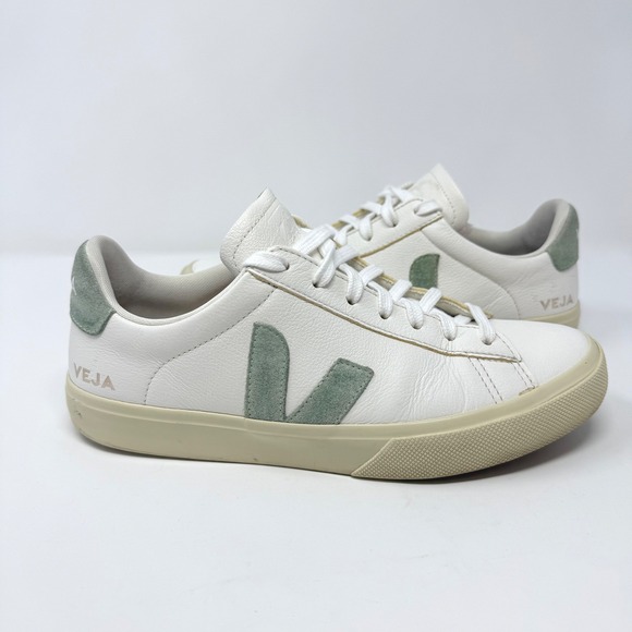 Veja Shoes - VEJA Campo White Sage Green Leather Suede Sneakers Womens US 10 EUR 41 Low Top